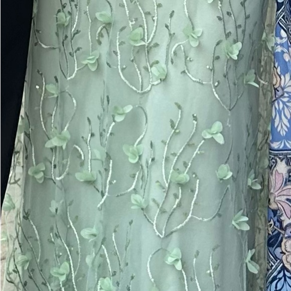 Dessy Collection Mint Green Embroidered Maxi Dress